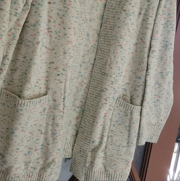 Belle Kim Gravel Cardigan Open Front Sweater Knit 1X - Picture 2 of 7